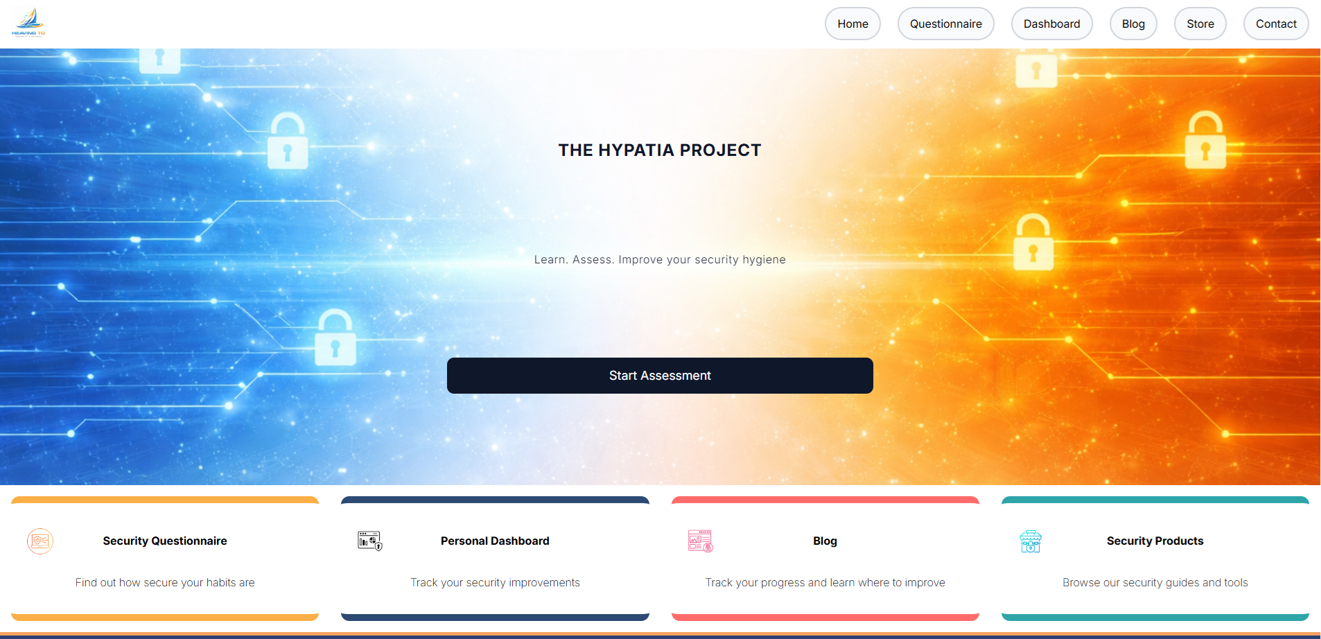 a picture of The Hypatia Project cybersecurity website